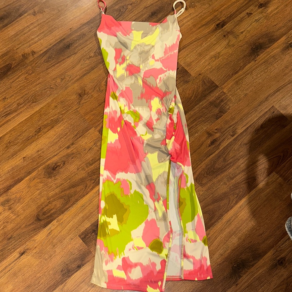 Forever 21 Pink and Green Abstract Maxi Dress